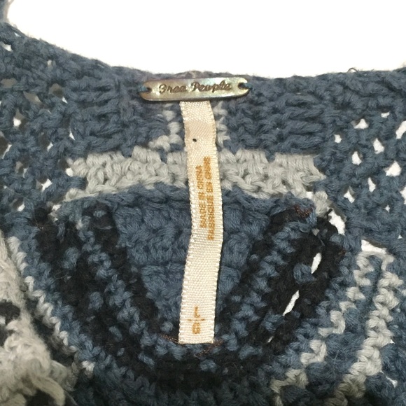 Free People Crochet Sweater Tunic Mini Blue - Picture 6 of 9